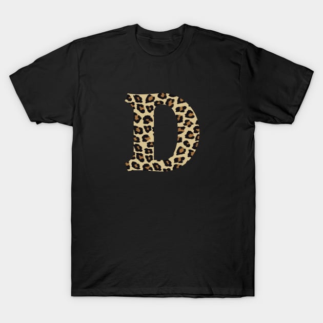 Letter D Leopard Cheetah Monogram Initial T-Shirt by squeakyricardo